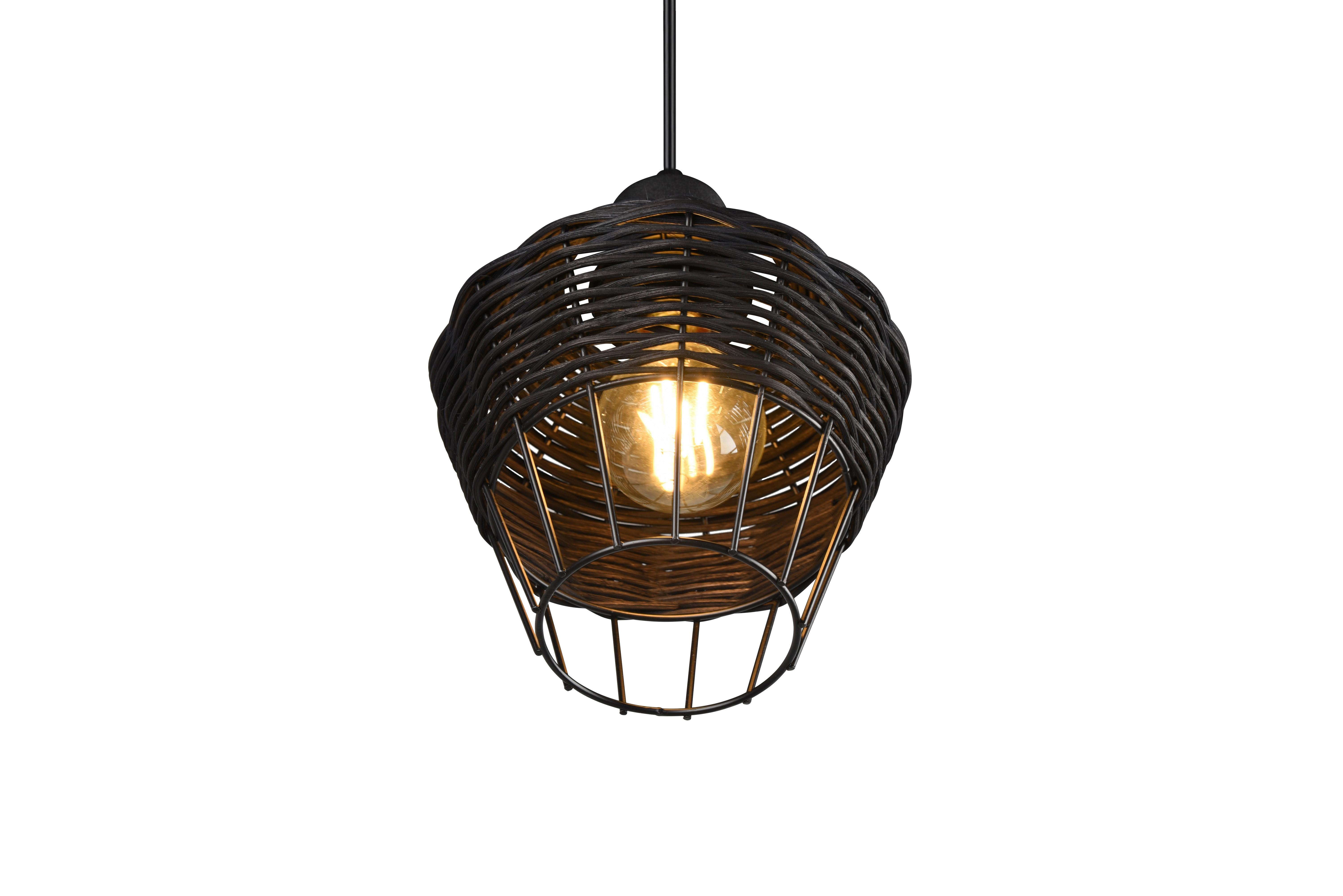 Pendelleuchte Borka Schwarz max. 40 Watt - Schwarz, ROMANTIK / LANDHAUS, Holz/Metall (17,5/150cm)