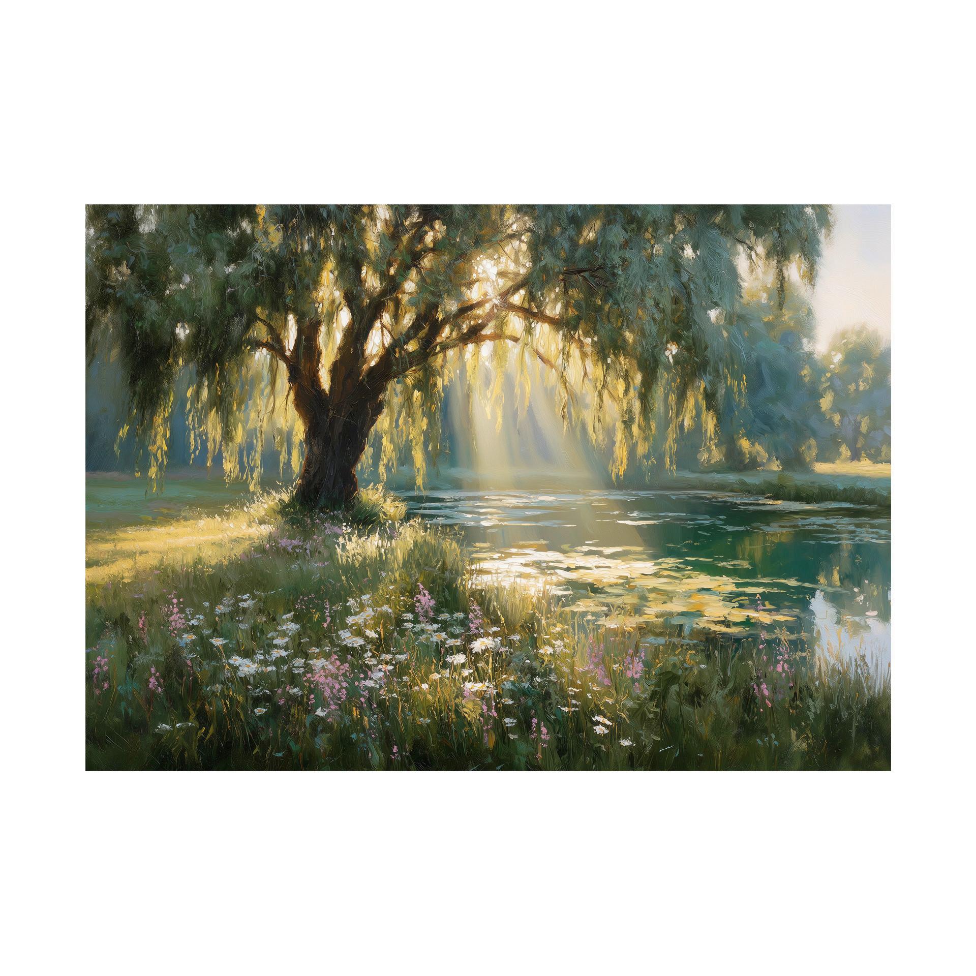Leinwandbild ST869 Sunlit Willow Multicolor ca. 85x113cm - Multicolor, Basics, Holz/Textil (85/113cm)