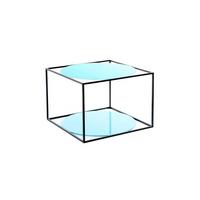 Beistelltisch Hmlt7 - Blau/Schwarz, Basics, Glas/Metall (50/50/36cm) - Kayoom