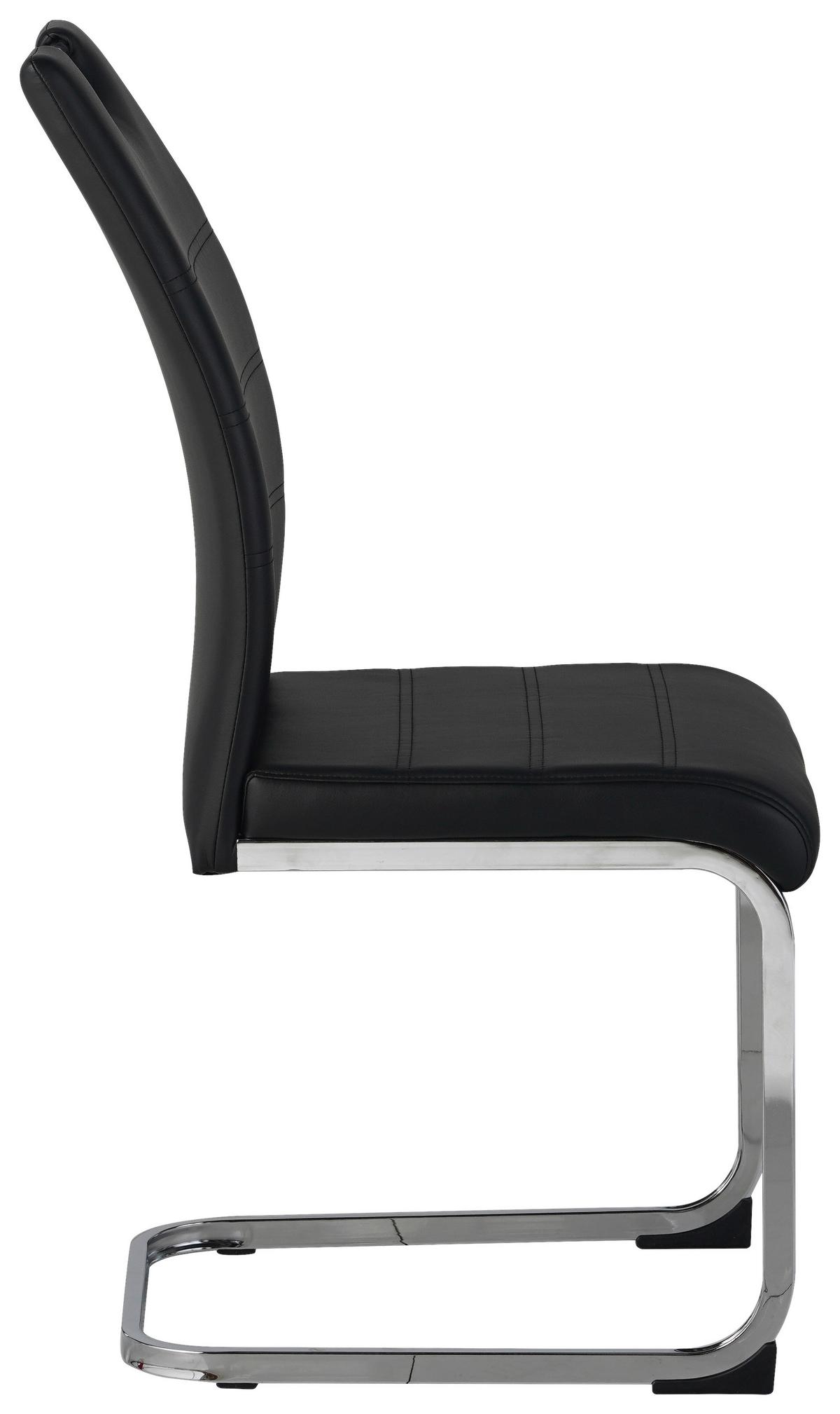 KRZESŁO NA PŁOZIE LEANDER - czarny/kolor chromowy, Design, metal/tkanina (42/99/56cm) - P & B