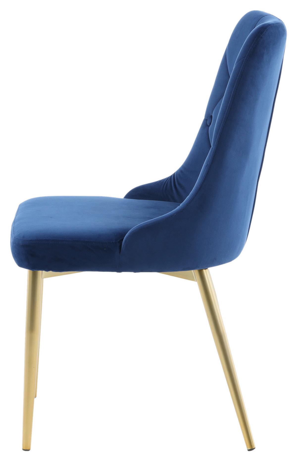 STUHL-SET VELVET DELUXE - Blau/Goldfarben, Design, Kunststoff/Textil (50/88.5/66cm) - Livetastic