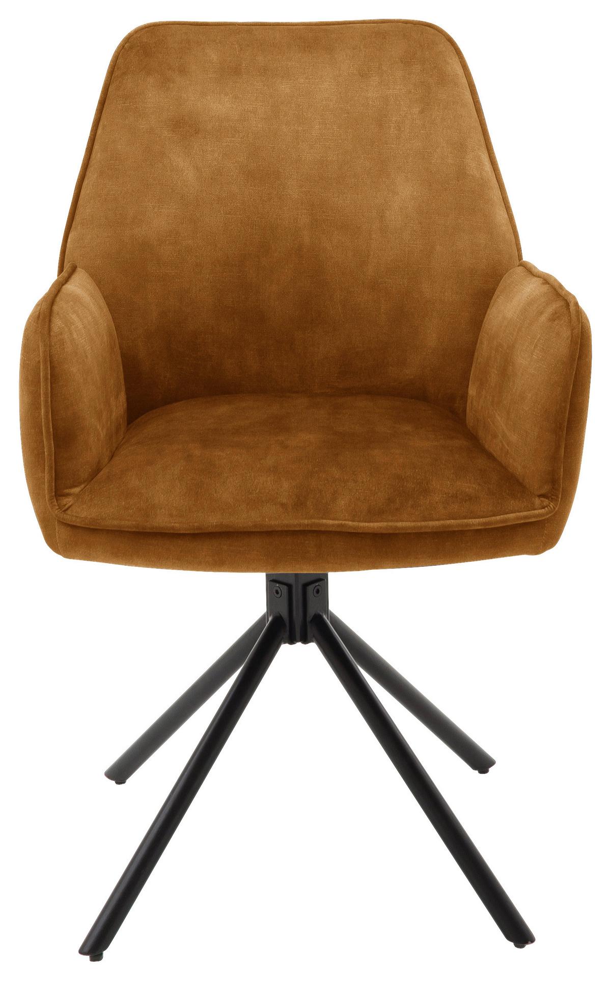 Armlehnstuhl Ottawa Currygelb - Currygelb/Schwarz, Modern, Textil/Metall (60/89/64cm) - Premium Living