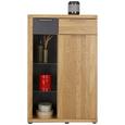 Highboard Graphit/Eiche - Eichefarben/Graphitfarben, KONVENTIONELL, Glas/Holz (80/126/37cm) - ZANDIARA