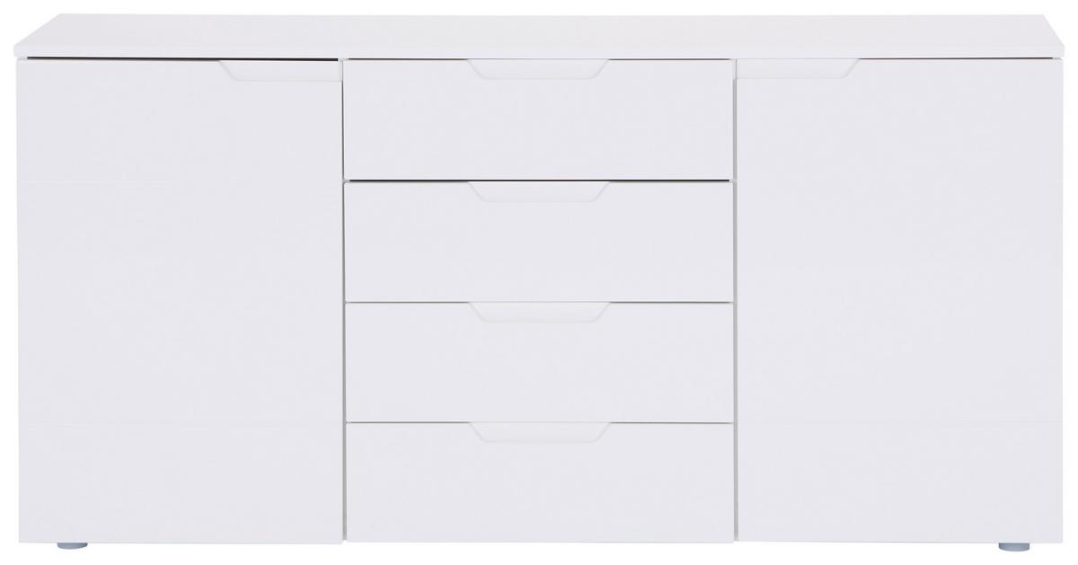 Comodă HILTON - alb/alb lucios intens, Modern, material pe bază de lemn (160/81,4/40cm) - Modern Living