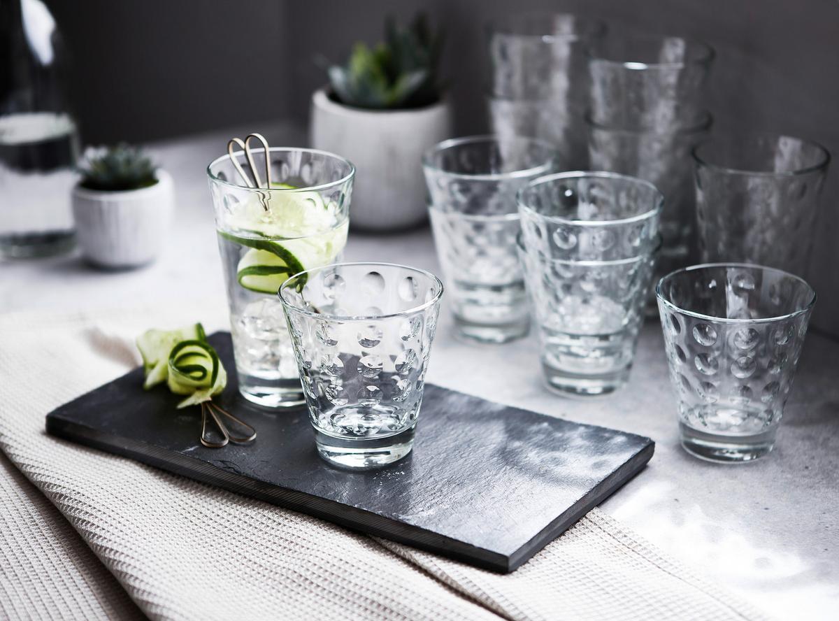 KOMPLET SZKŁA STOŁOWEGO 012855 - przezroczysty, Basics, szkło - Leonardo