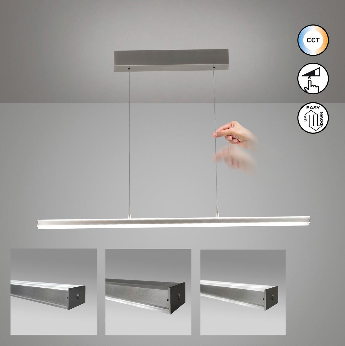 LAMPA WISZĄCA LED 61173 VALENO - kolor niklowy, Design, metal (115/6,5/70-180cm) - Fischer & Honsel