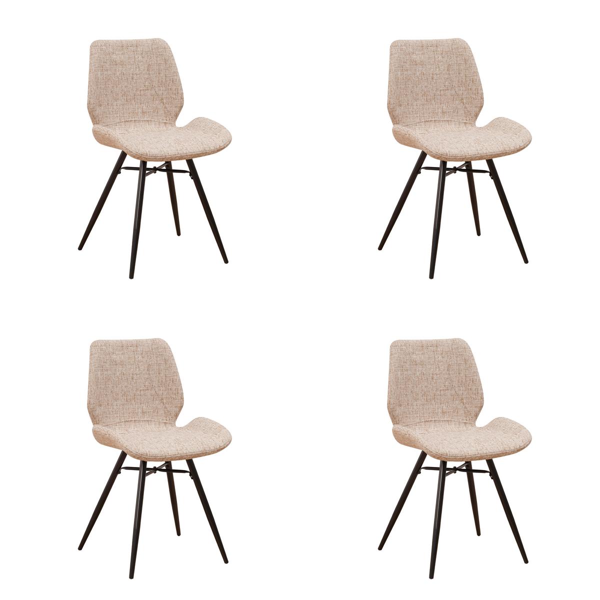 STUHL-SET BARRON - Beige/Schwarz, Design, Textil/Metall (47/82/55cm) - MID.YOU