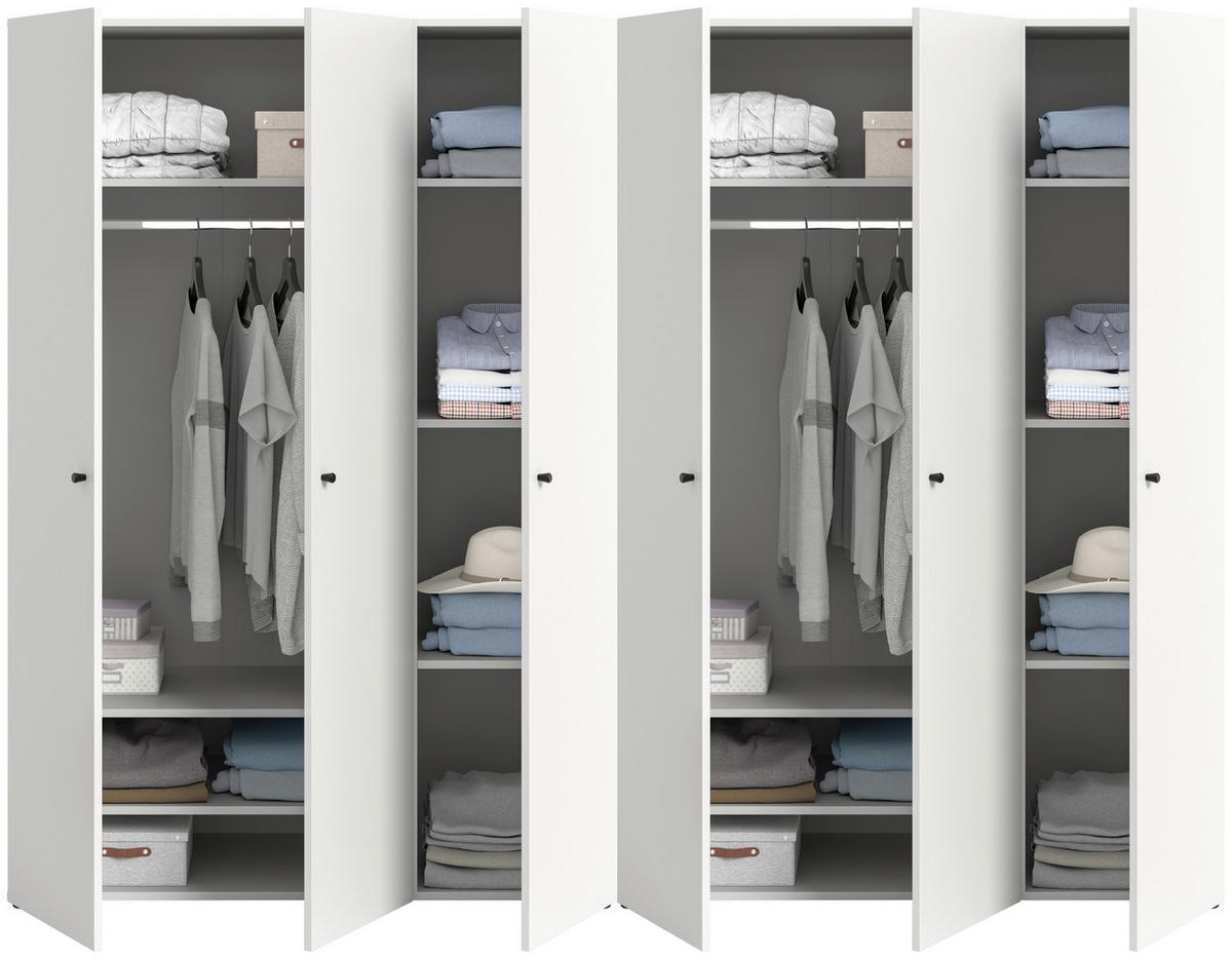 Drehtürenschrank DARWIN ca.240x176x51cm Weiß - Weiß, MODERN, Holzwerkstoff/Kunststoff (240cm) - MID.YOU