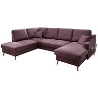 Wohnlandschaft Valentina Bordeaux Struktur - Bordeaux/Naturfarben, KONVENTIONELL, Holz/Textil (200/301/150cm) - P & B