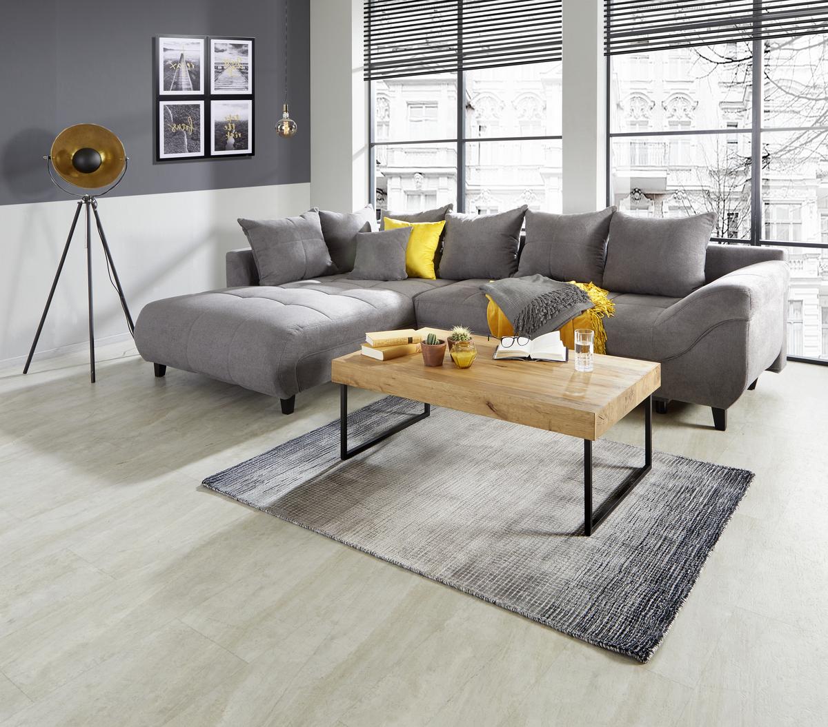 Kutna Garnitura Mendoza - siva/crna, Design, tekstil/drvo (197/309cm) - Modern Living