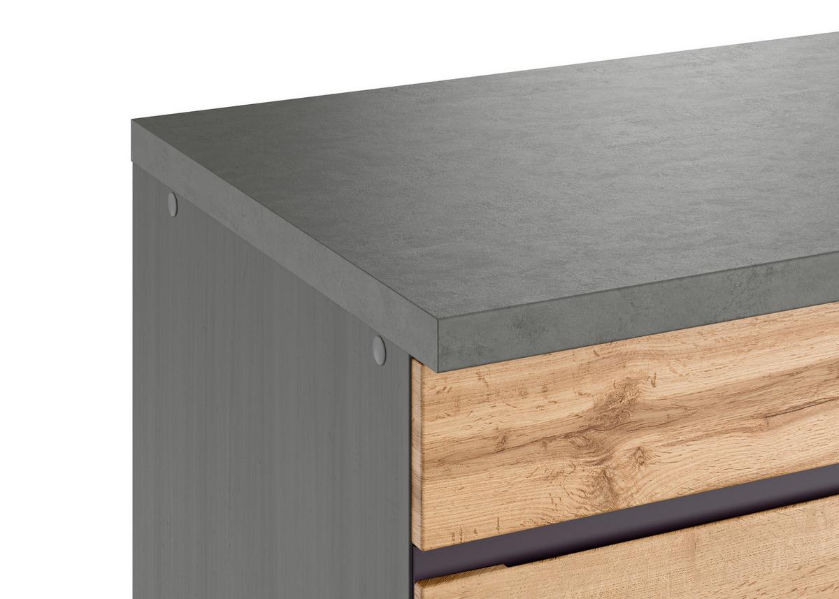 Küchenblock Turin o. Geräte ca. 390 cm Graphit/Eiche - Eiche Wotan/Graphitfarben, Design, Holzwerkstoff (390cm) - Held