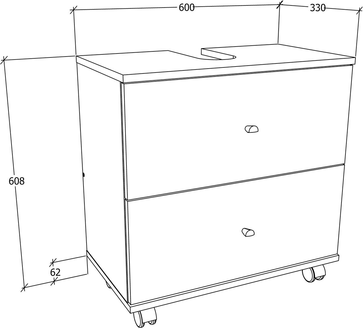 WASCHBECKENUNTERSCHRANK NILOSI L - Honigeiche/Weiss, Modern, Holzwerkstoff/Kunststoff (60/61/33cm) - MID.YOU