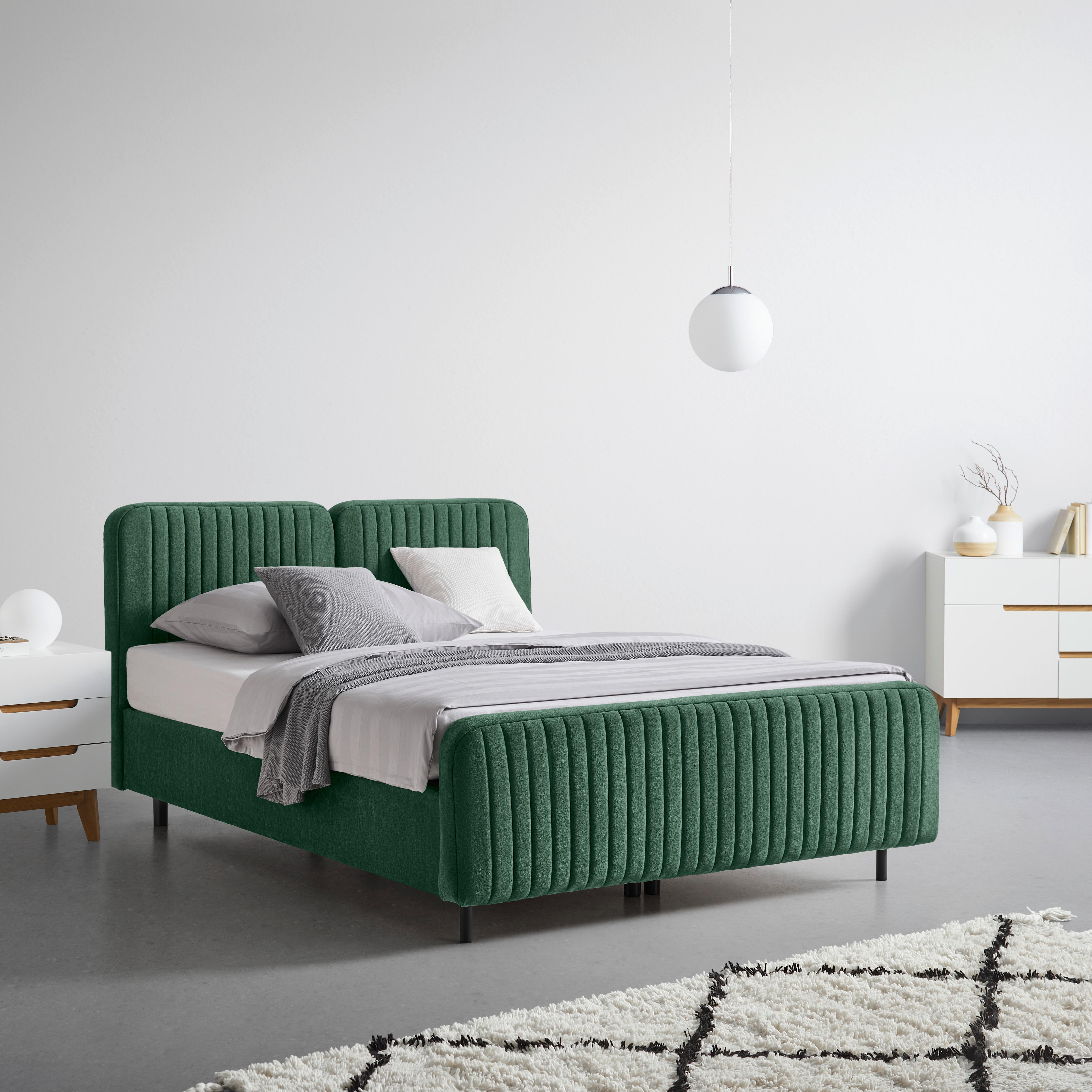 Boxbett Livetto Grün ca. 180x200cm - Schwarz/Grün, KONVENTIONELL, Holz/Textil (180/200cm) - Mömax