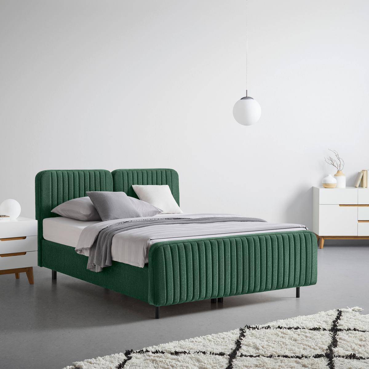 Boxbett Livetto Grün ca. 180x200cm - Schwarz/Grün, KONVENTIONELL, Holz/Textil (180/200cm) - Mömax