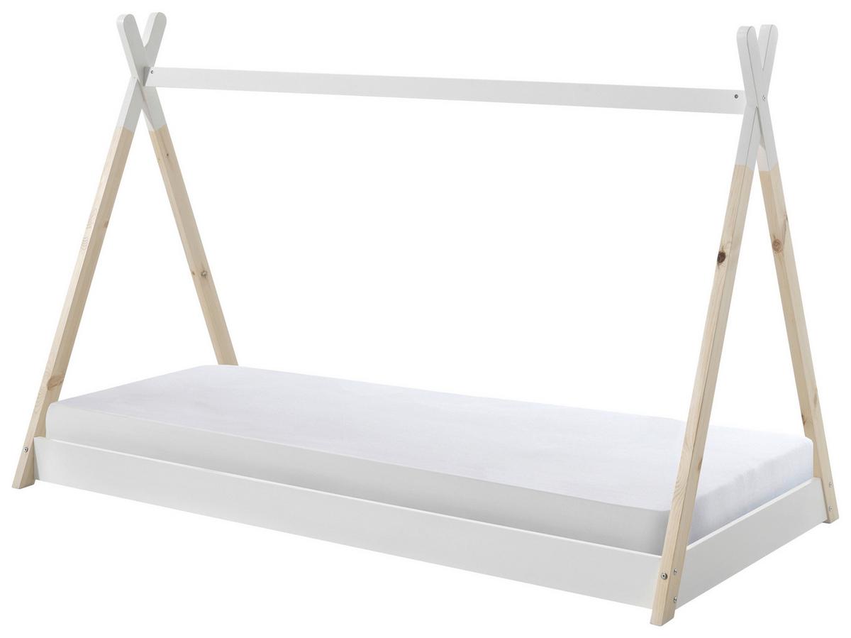 Hausbett TIPI Naturfarben ca. 90x200 cm - Naturfarben/Weiß, Natur, Holz/Textil (90/200cm) - Vipack