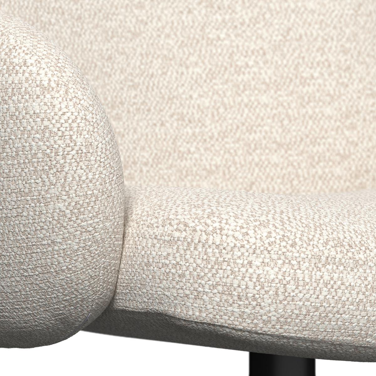 Armlehnstuhl Josea Creme Chenille Drehbar Gepolstert - Creme/Schwarz, MODERN, Holz/Textil (64/85/63cm) - Bessagi Home