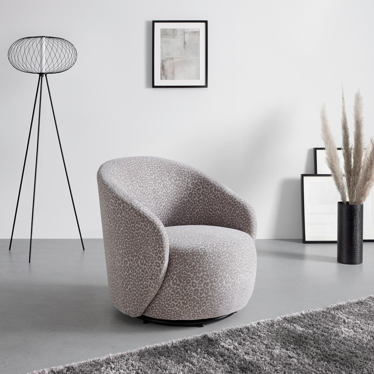 Designsessel Baca Beige/Schwarz drehbar - Beige/Schwarz, LIFESTYLE, Holz/Textil (73/73/78cm) - Mömax