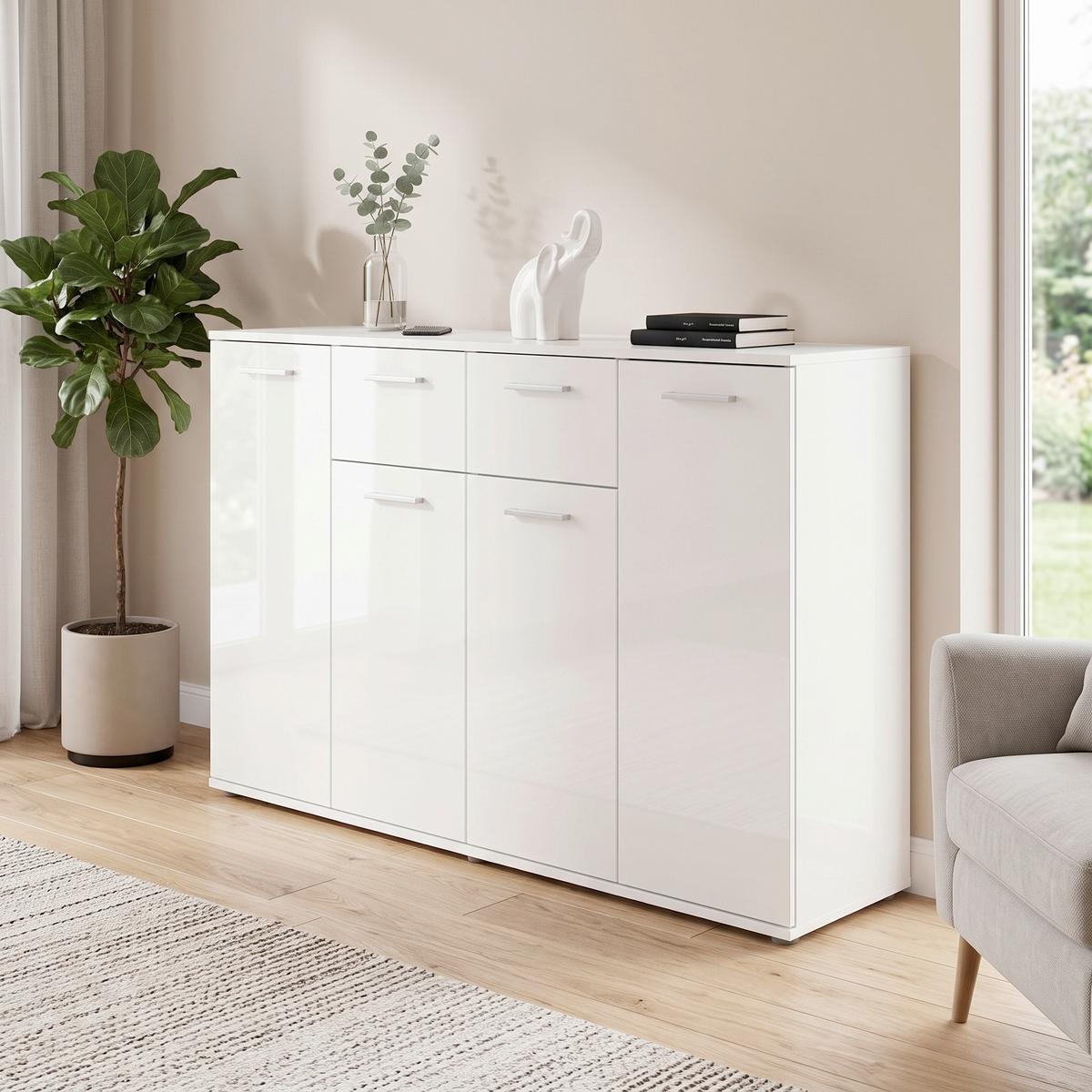 Komoda Christian New 3 - boja aluminijuma/bela, Moderno, pločasti materijal/plastika (160/85/35cm) - Modern Living