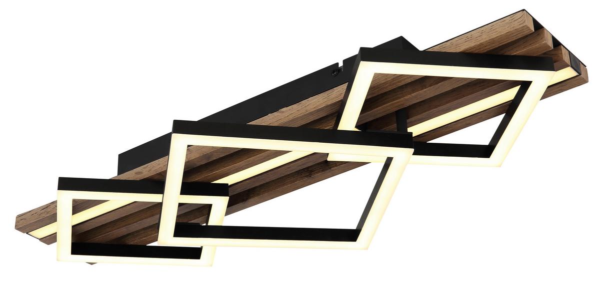 LED-DECKENLEUCHTE 67344D2 OBRIEN - Weiss/Dunkelbraun, Natur, Holzwerkstoff/Kunststoff (61/31/9,5cm) - Globo