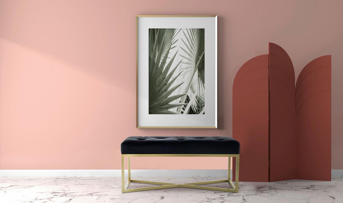 SITZBANK DIAZ 100 SCHWARZ / GOLD - Goldfarben/Schwarz, Design, Holzwerkstoff/Textil (40/40/90cm) - Kayoom