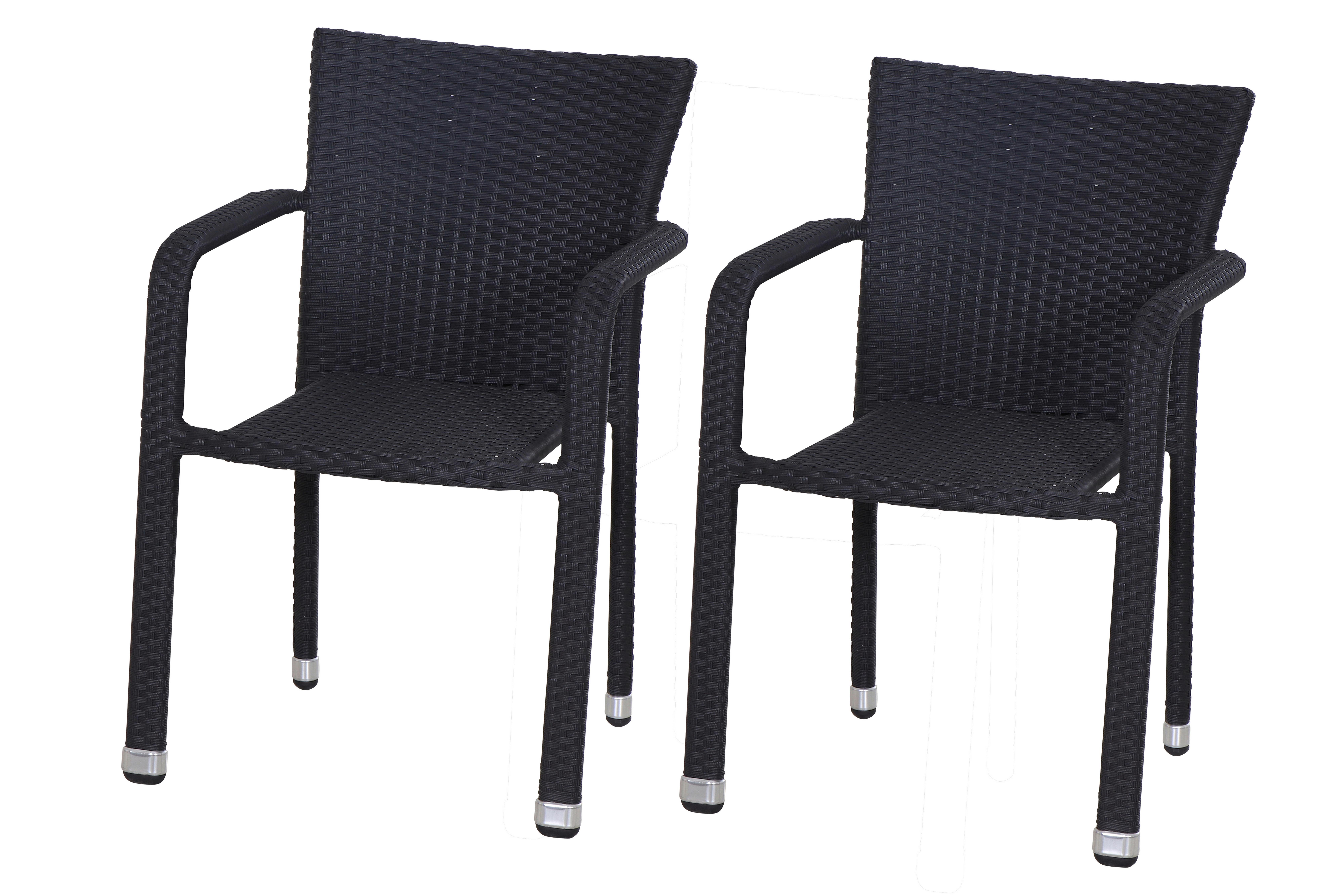 GARTENSESSEL-SET MINAS SESSEL-SET 2ER - Schwarz, MODERN, Kunststoff/Metall (56/83/60cm) - Gardenson