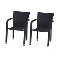 GARTENSESSEL-SET MINAS SESSEL-SET 2ER - Schwarz, MODERN, Kunststoff/Metall (56/83/60cm) - Gardenson