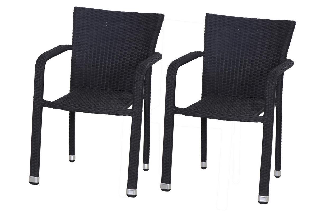 GARTENSESSEL-SET MINAS SESSEL-SET 2ER - Schwarz, MODERN, Kunststoff/Metall (56/83/60cm) - Gardenson