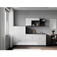 Küchenblock Oliver m. Geräten Weiß - Weiß/Grau, Trend, Holzwerkstoff/Metall (235cm) - Respekta