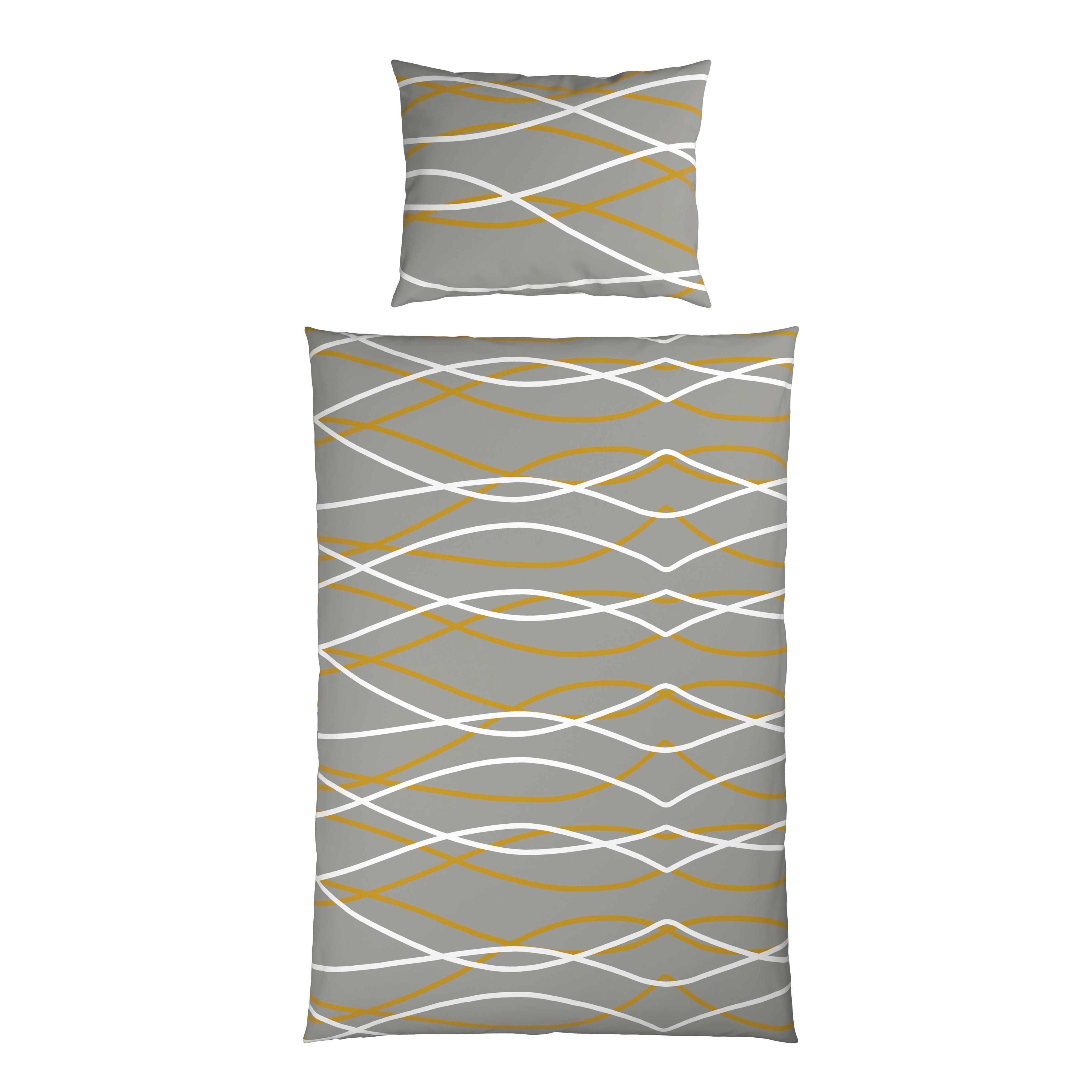 Lenjerie de pat Welle, cca. 140x200/50x70 cm - auriu/gri, Modern, textil (140/200cm) - Mömax