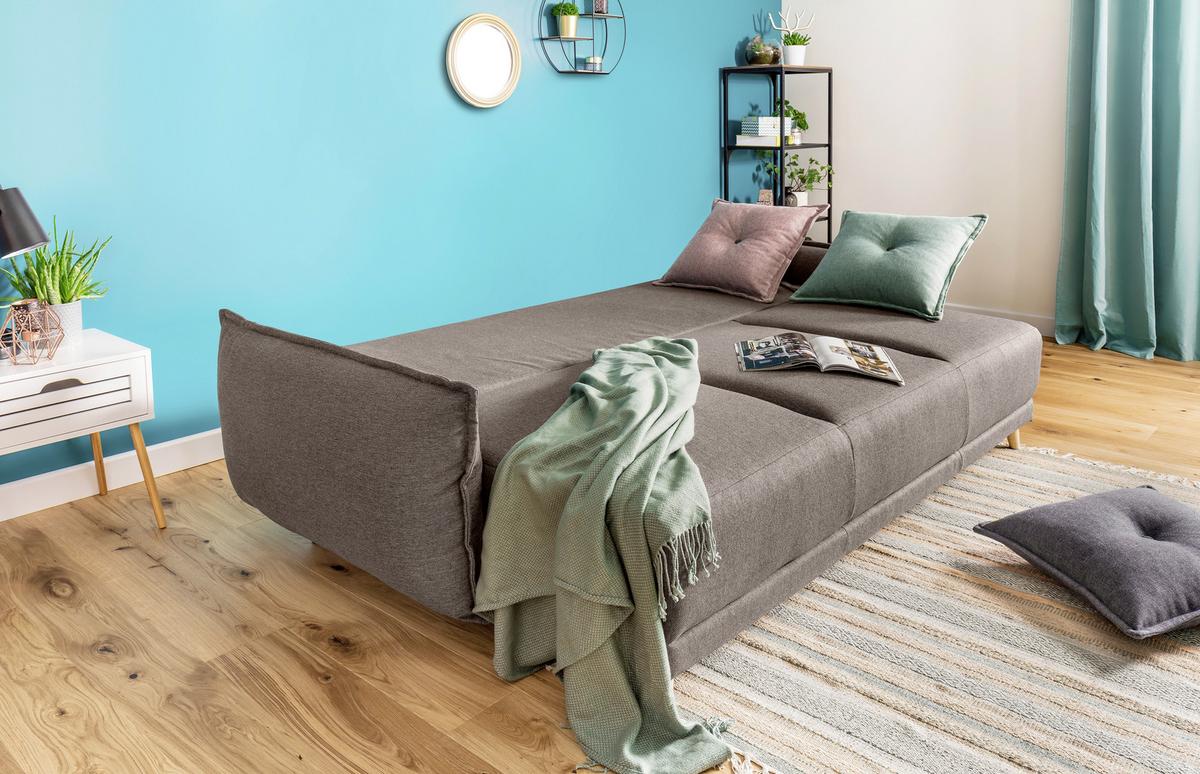 Dreisitzer-Sofa in Hellbraun ´LAZY LUKKA HELLBRAUN´ - Hellbraun/Hellgrau, Basics, Holz/Textil (230/80/100cm) - MID.YOU