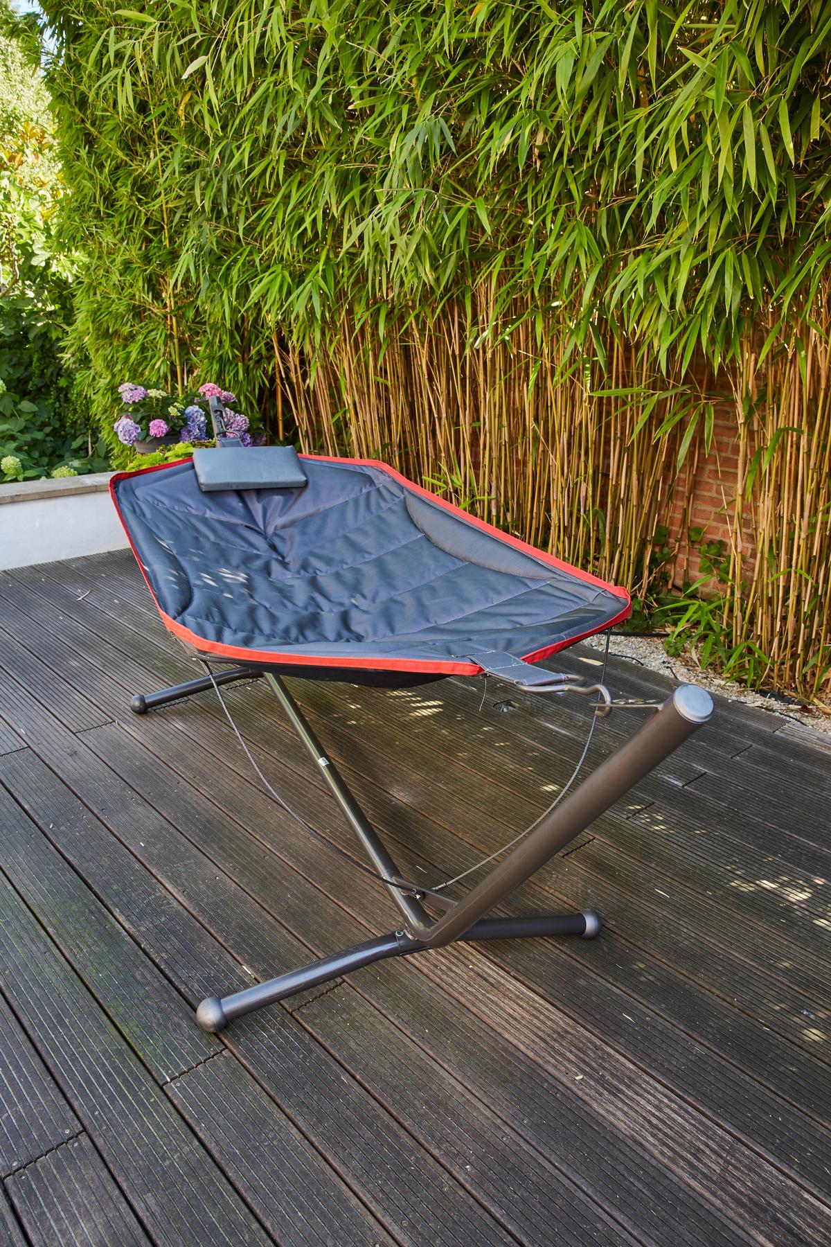 Hängematte Bahia ca. 105x305 cm Grau/Rot - Dunkelgrau/Rot, KONVENTIONELL, Textil/Metall (105/104/305cm) - Siena Garden