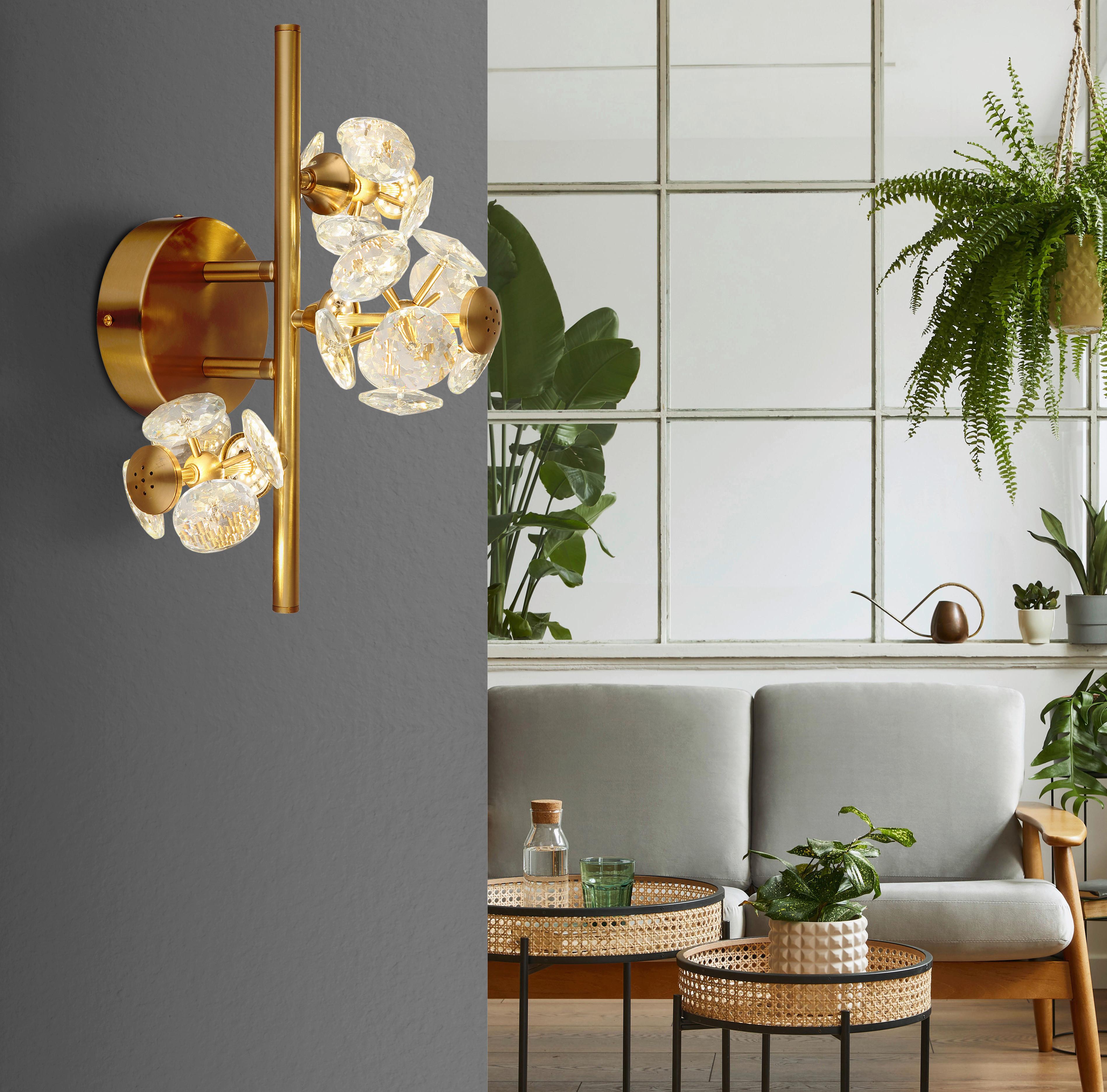 LED-WANDLEUCHTE 16047-3W VIRINA - Klar/Goldfarben, Konventionell, Glas/Metall (41/33/27cm) - Globo