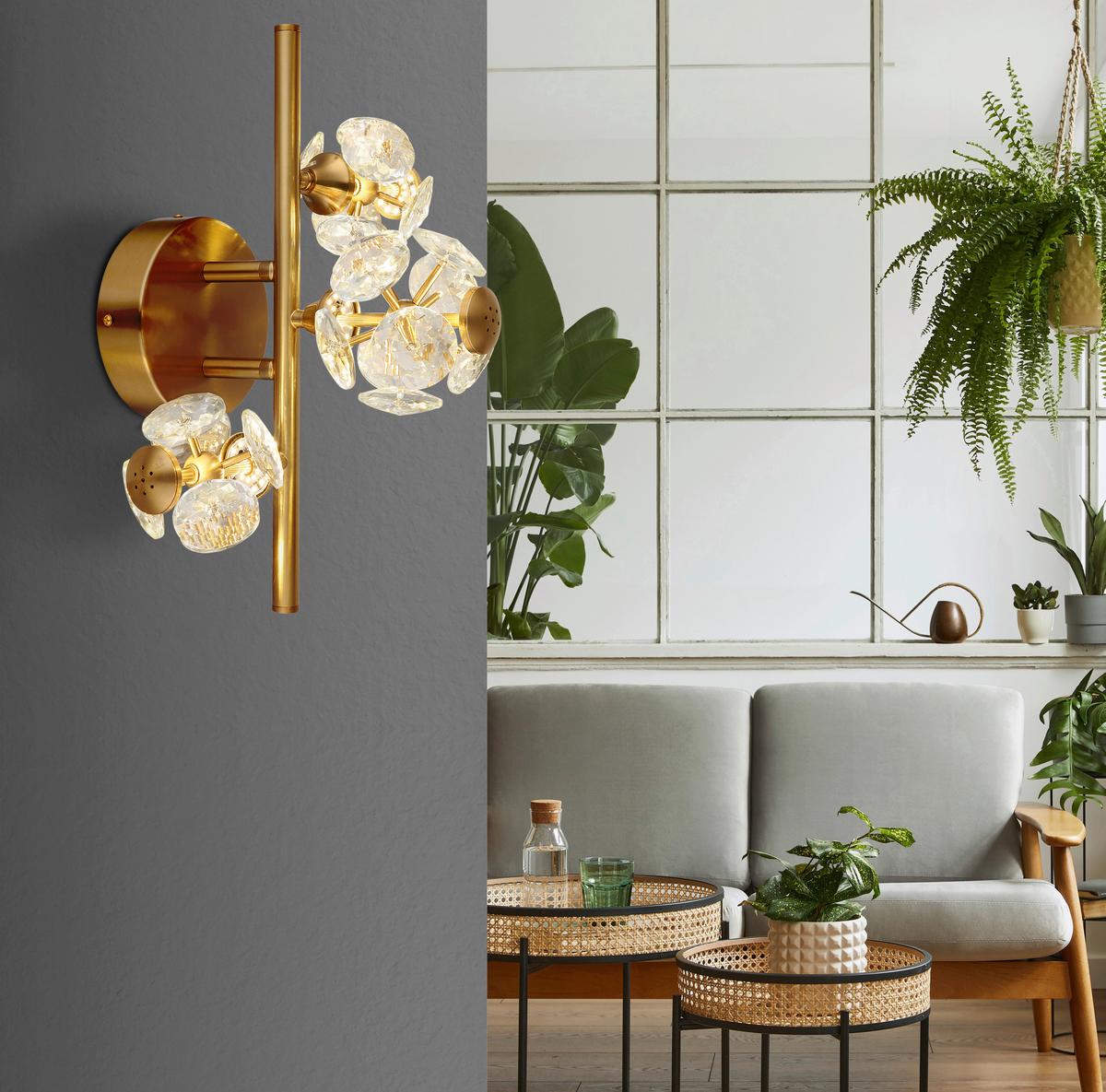 LED-WANDLEUCHTE 16047-3W VIRINA - Klar/Goldfarben, Konventionell, Glas/Metall (41/33/27cm) - Globo