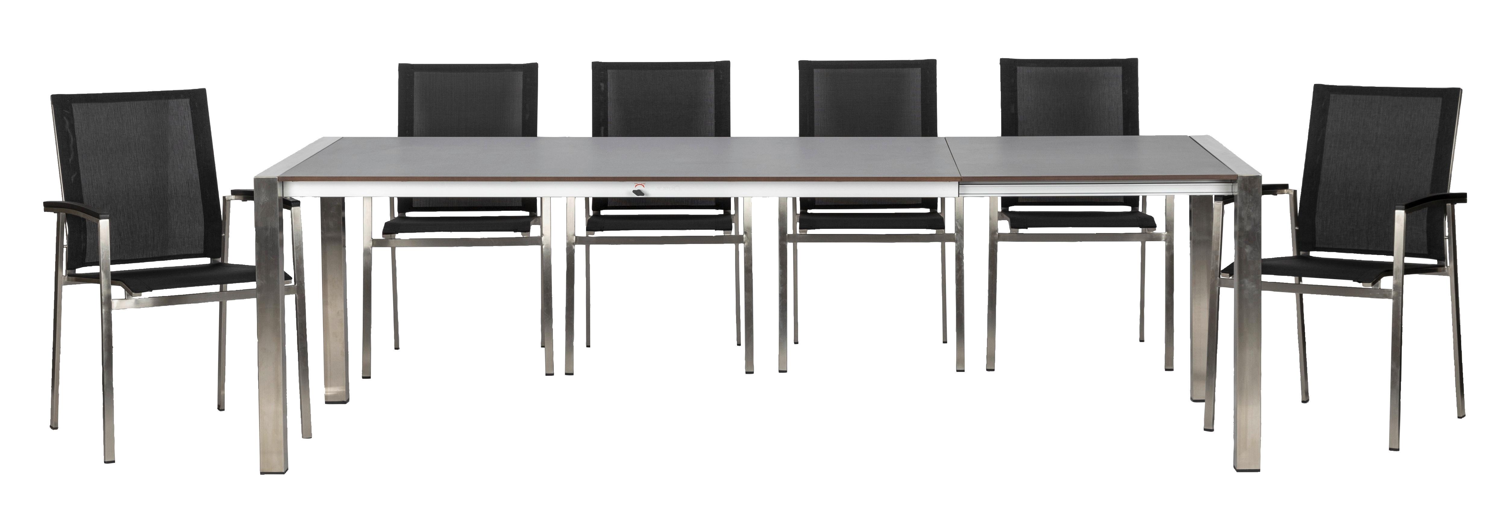 Vrtna Garnitura Auris, 6-Delni Set, Siva - barve nerjavečega jekla/siva, Basics, kovina/umetna masa (180+68/98/74cm) - Acamp