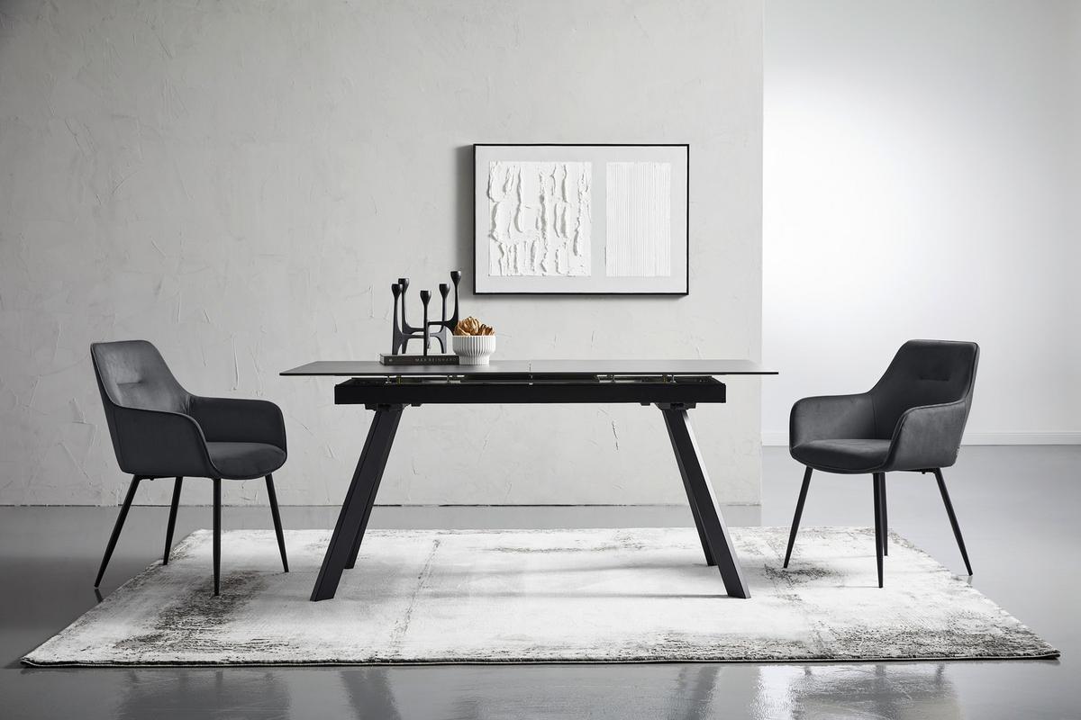 ZESTAW KRZESEŁ Z PODŁOKIETNIK. FOX -EXKLUSIV- - czarny, Design, metal/tkanina (57/85/60cm) - Novel