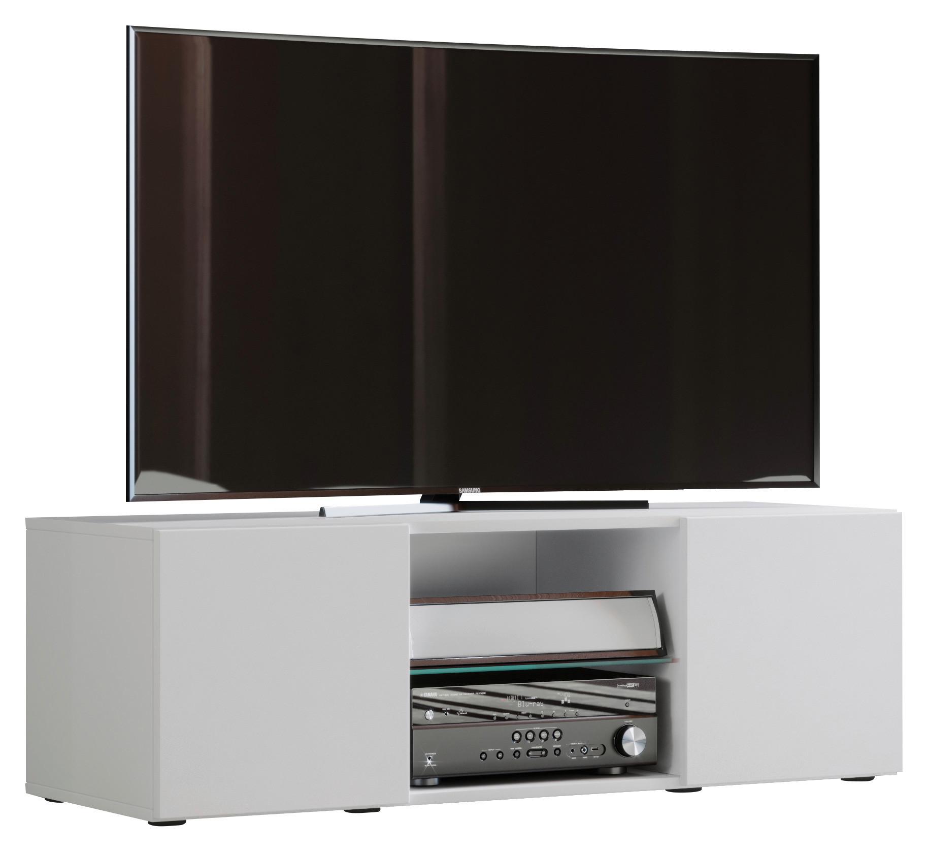 TV-Element Lowina 115 Weiß - Schwarz/Weiß, KONVENTIONELL, Glas/Holzwerkstoff (115/40/36cm) - MID.YOU
