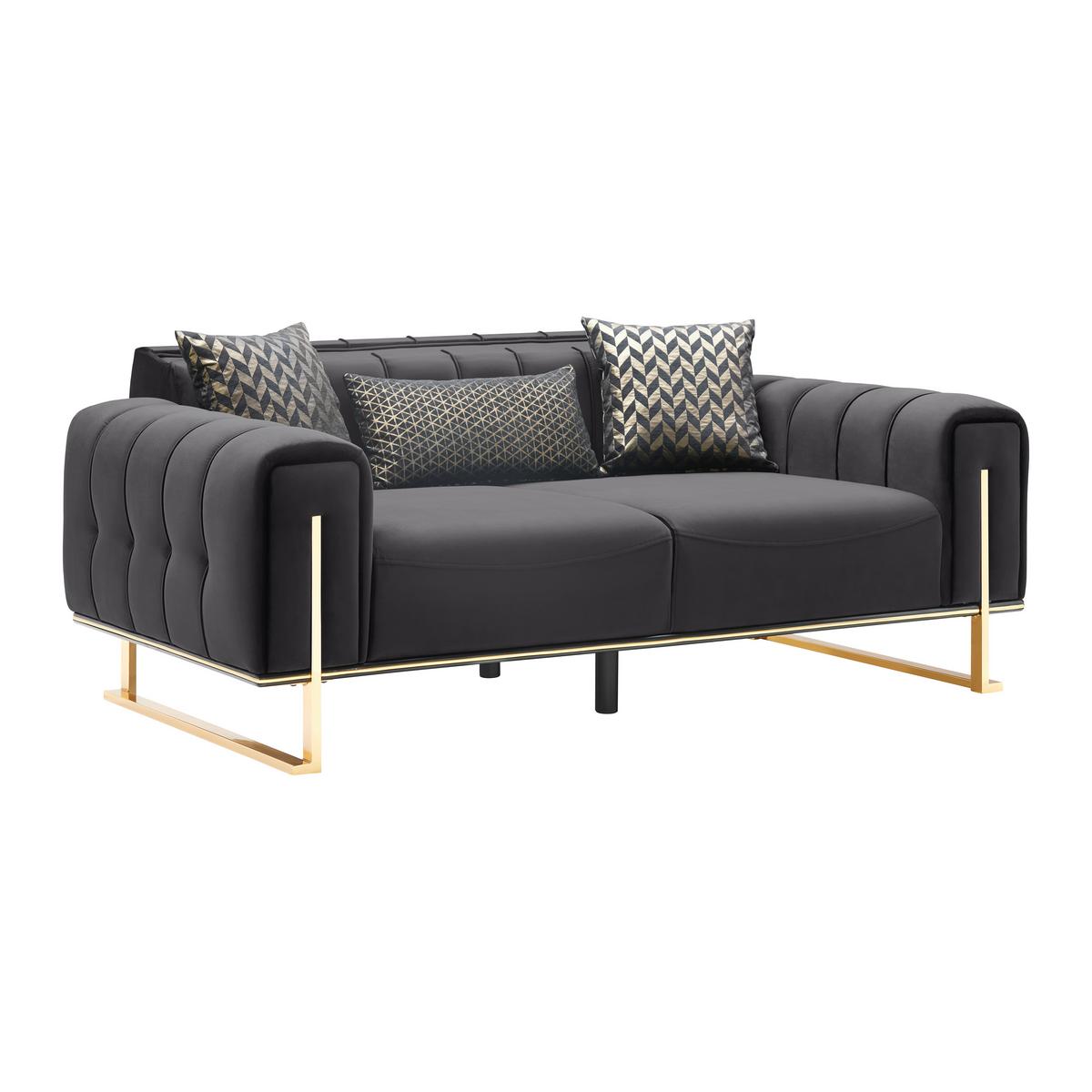 2-Sitzer-Sofa Aile in Schwarz/Goldfarben - Goldfarben/Schwarz, LIFESTYLE, Textil (190/80/90cm) - Based