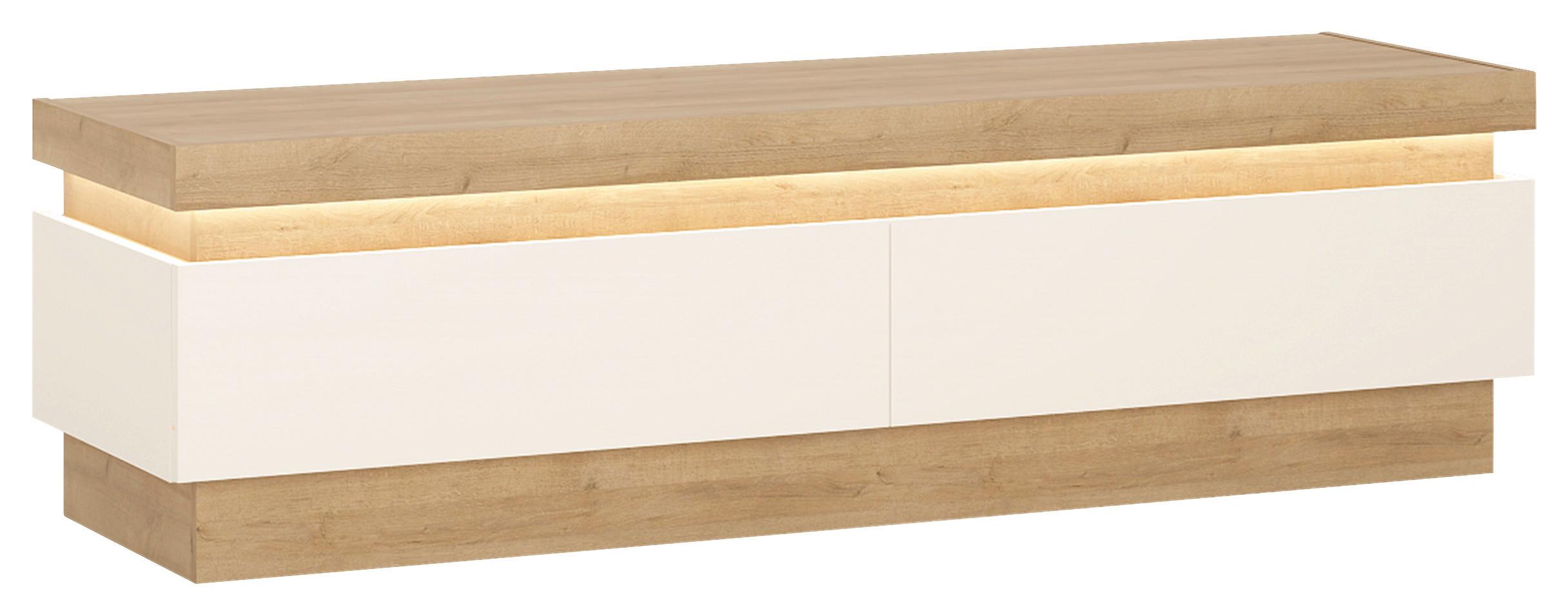 Tv Komoda Lyon - boje hrasta/bijela visoki sjaj, Trend, drvni materijal/plastika (146/42/42cm) - Modern Living