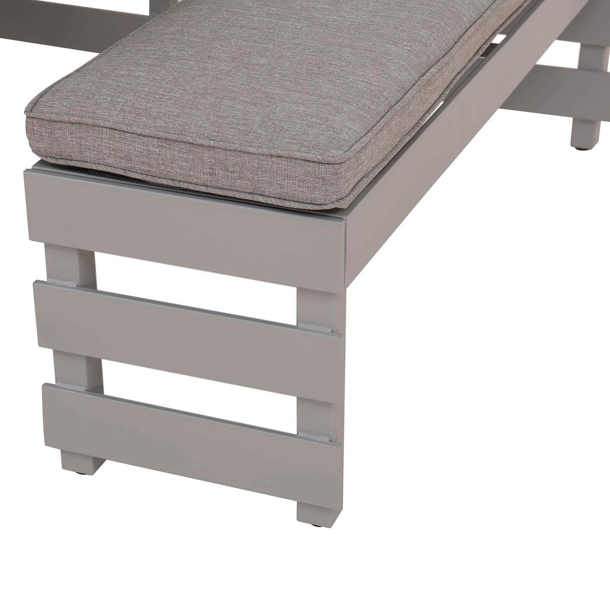 Gartenset Lagos Grau/Beige, 4-teilig - Hellbraun/Beige, Basics, Textil/Metall (126/86/157cm) - Modante