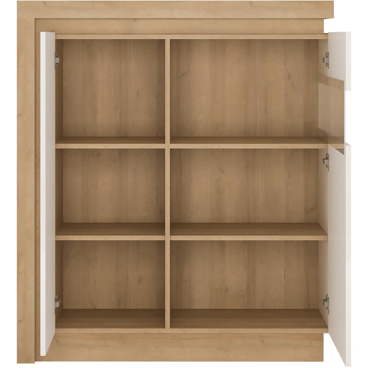 Komoda Lyon Hell - boje hrasta/bijela visoki sjaj, Trend, staklo/drvni materijal (107,5/123,6/42cm) - Modern Living