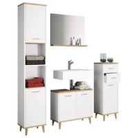 Badezimmer Landos ca. 124 cm Weiß/Honigeiche - Honigeiche/Weiß, MODERN, Holzwerkstoff (124cm) - MID.YOU