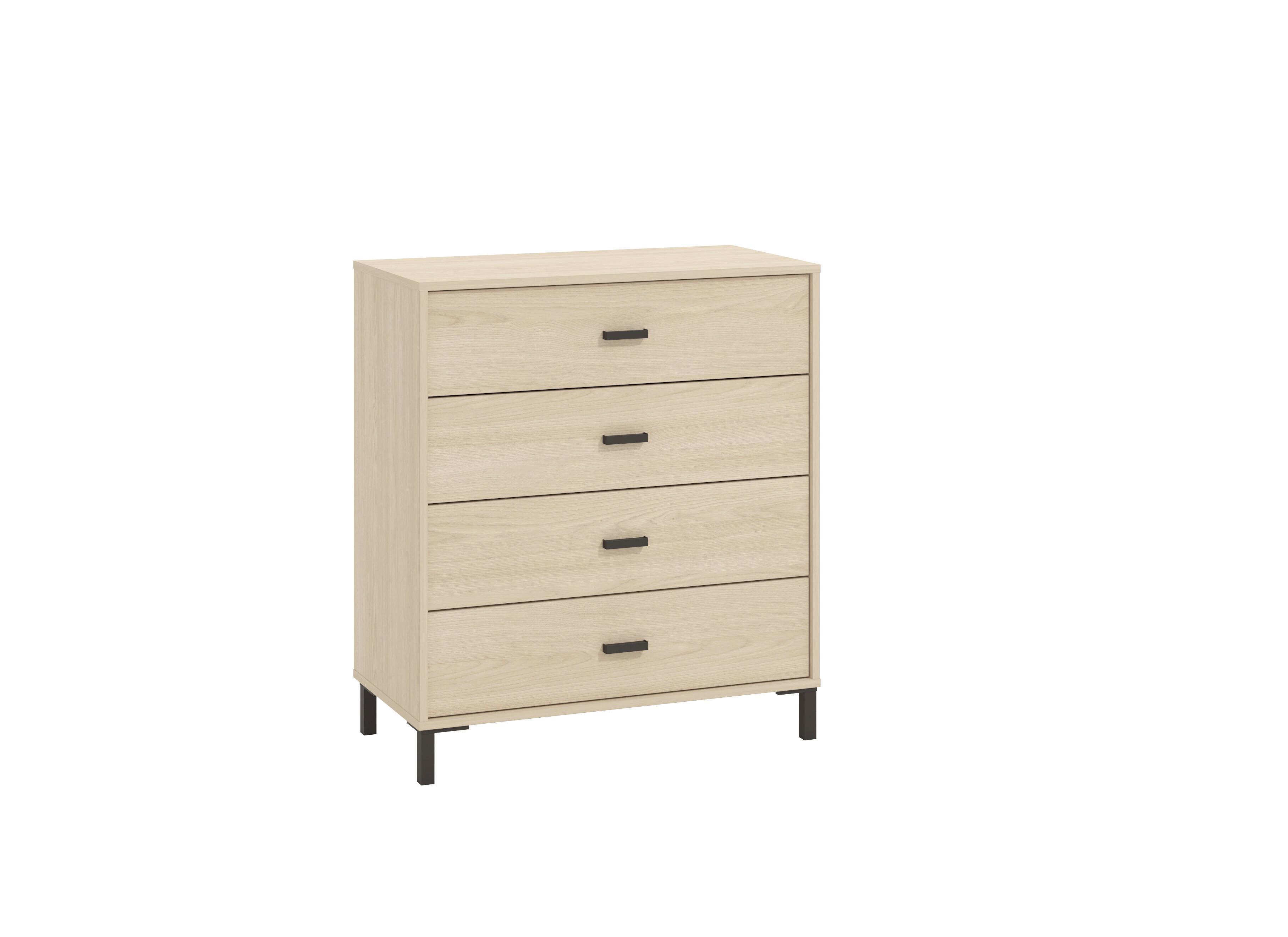 Komód 4 Fiók Arbela - tölgyfa színű/fekete, Modern, műanyag/faalapú anyag (80/90/40cm)