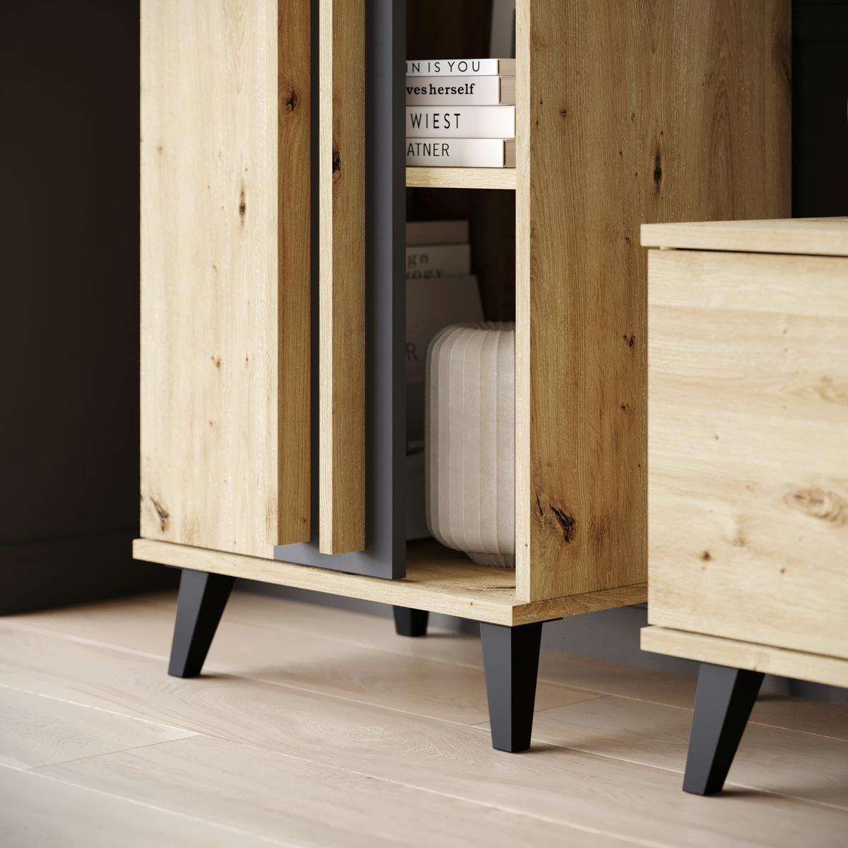 Dnevni Regal Helsinki 1, Barva Hrasta, 4-Delno - črna/hrast artisan, Trend, umetna masa/leseni material (270/140/33cm)