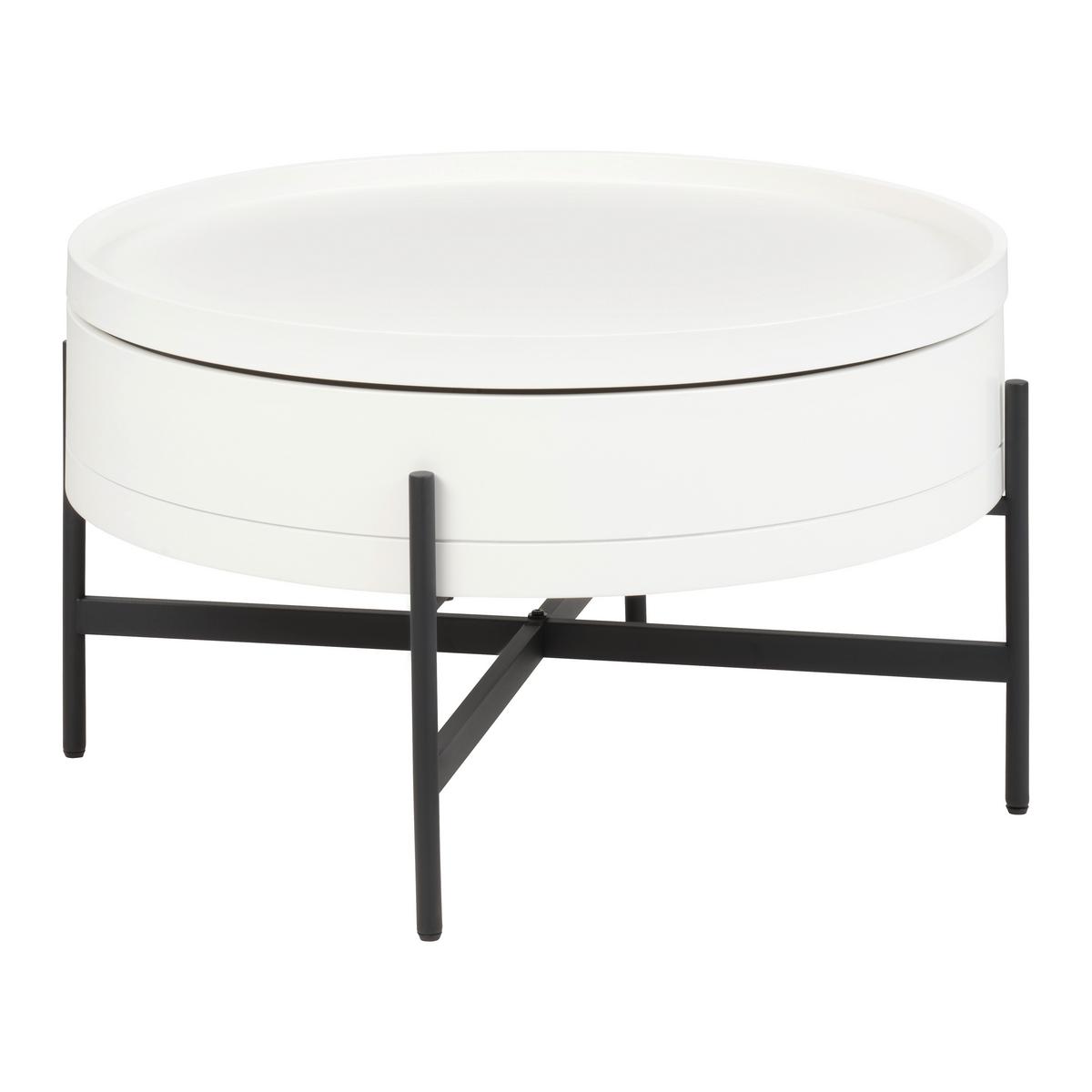 Couchtisch Malabo Weiß ca. 80x45x80cm - Schwarz/Weiß, MODERN, Holzwerkstoff/Metall (80/45/80cm) - Premium Living