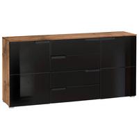 Komód Fekete-tölgy Szín Moon - tölgyfa színű/fekete, Modern, faalapú anyag (165/80/40cm)