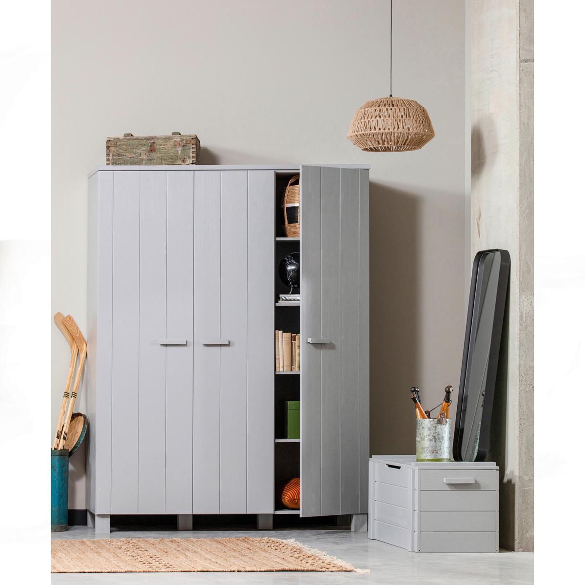 Garderobenschrank Dennis Grau - Grau, Design, Holz/Holzwerkstoff (158/202/55cm) - Livetastic