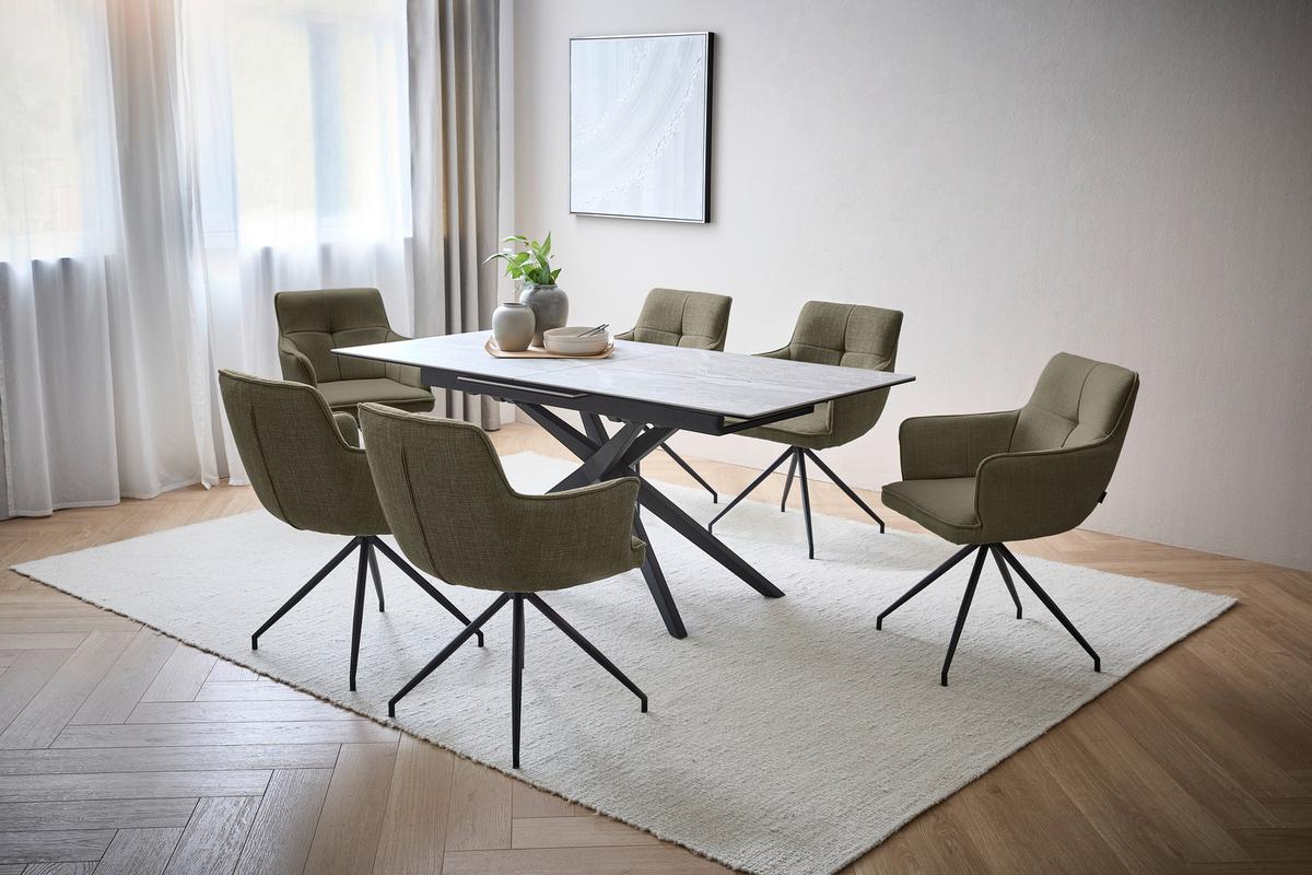 KRZESŁO Z PODŁOKIETNIKAMI BILL - zielony/czarny, Design, metal/tkanina (58/84/62,5cm) - Novel