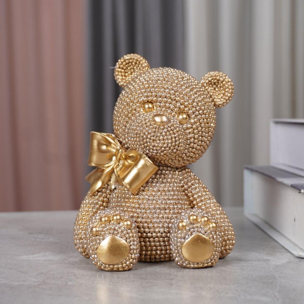 Dekor Medve Teddycute - aranyszínű, műanyag (10/8,3/12,8cm)