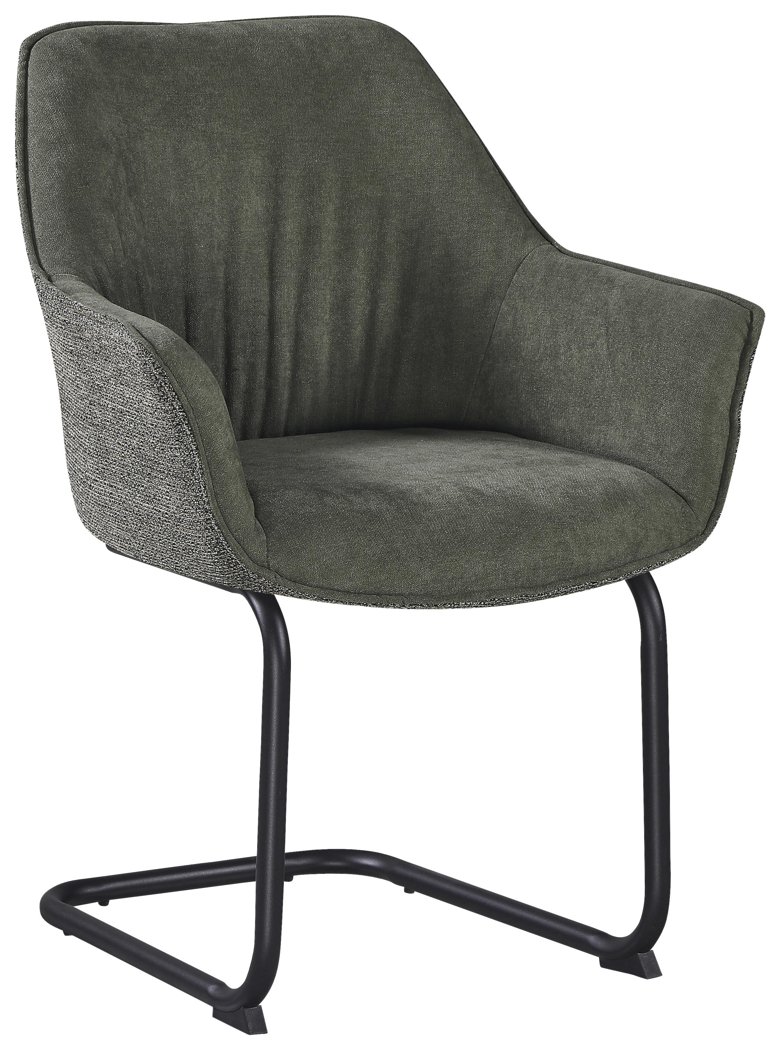 Armlehnstuhl Nova Grün - Schwarz/Grün, MODERN, Textil/Metall (64/87/60cm) - Premium Living