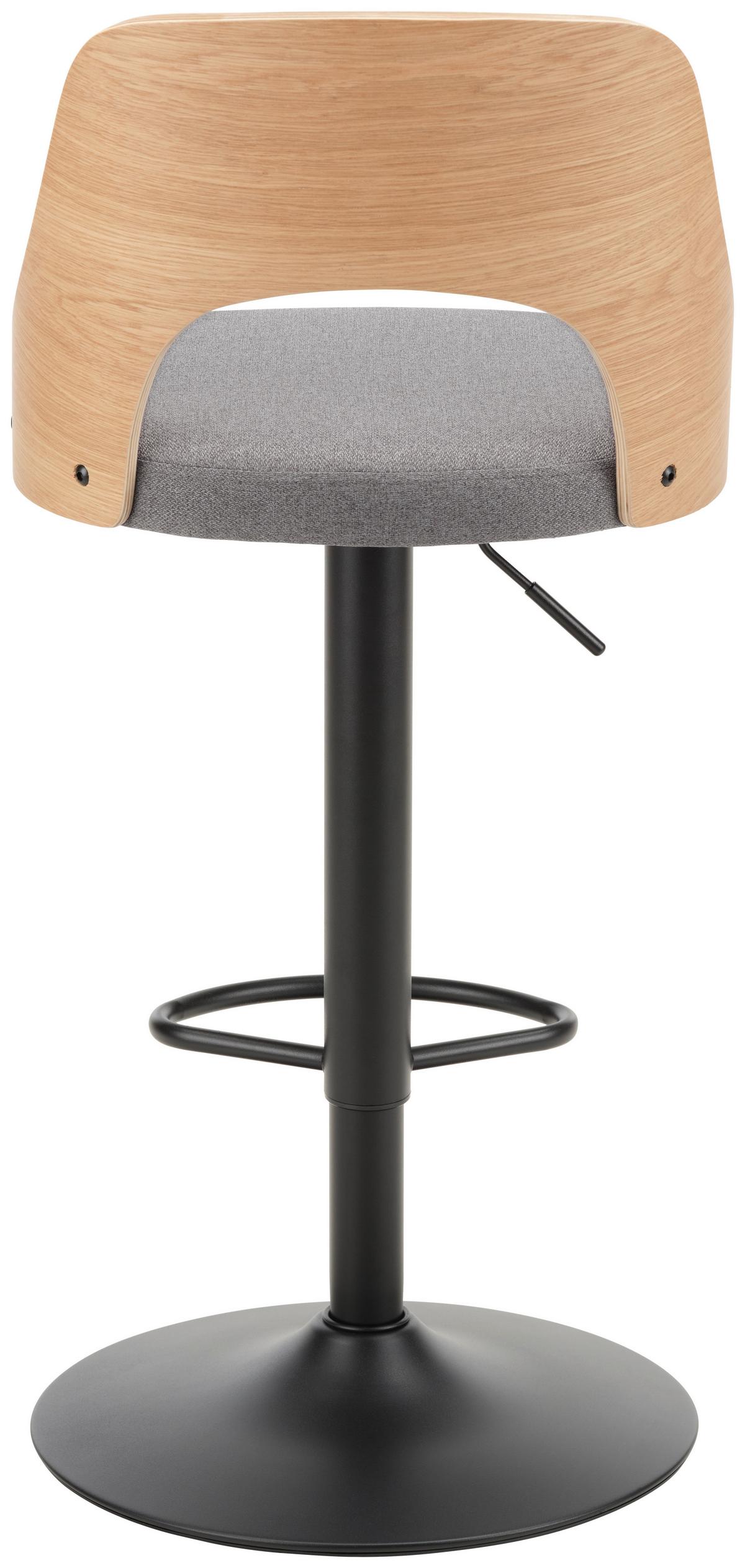 Barhocker in Dunkelgrau/Natur - Eichefarben/Dunkelgrau, Design, Holz/Textil (47/113/51cm) - Mömax